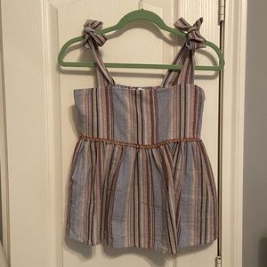 Striped boutique tie strap top, size small